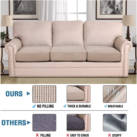 H.VERSAILTEX textured twill cushion cover in sand adds durable style