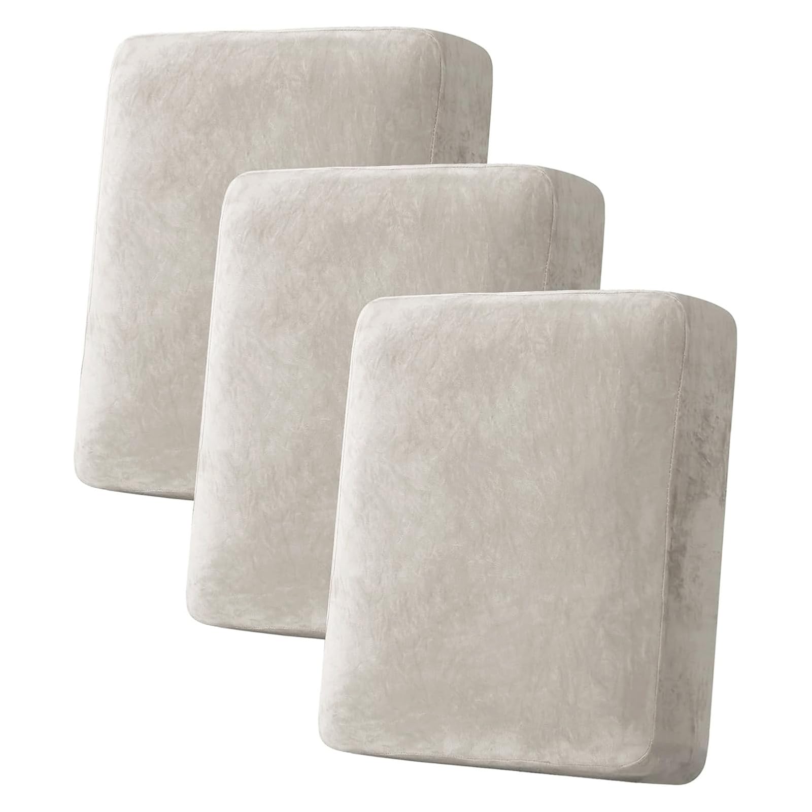 H.VERSAILTEX velvet cushion cover oatmeal close-up shows soft texture.