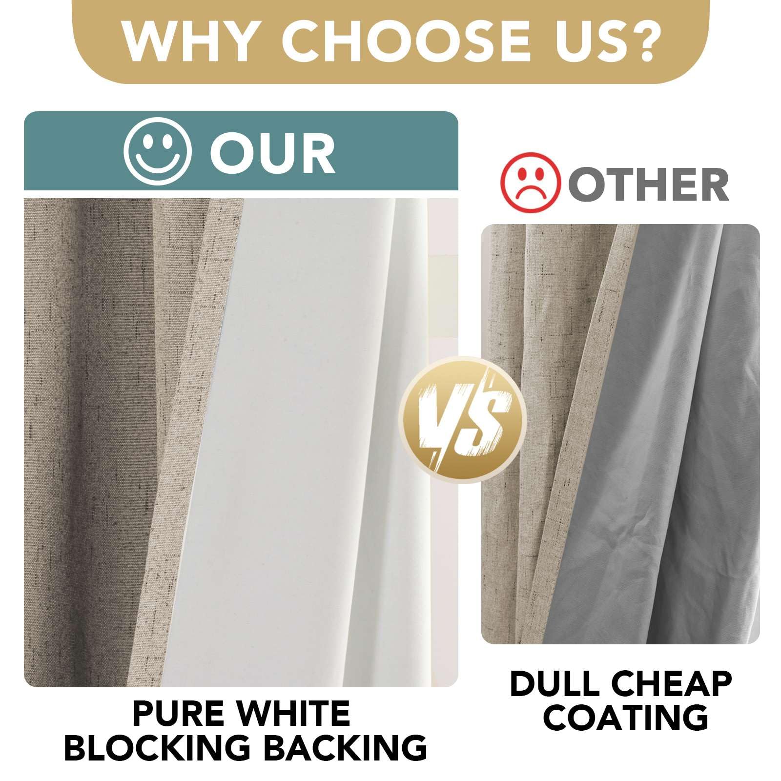 White backing lining provides enhanced privacy for H.VERSAILTEX curtains