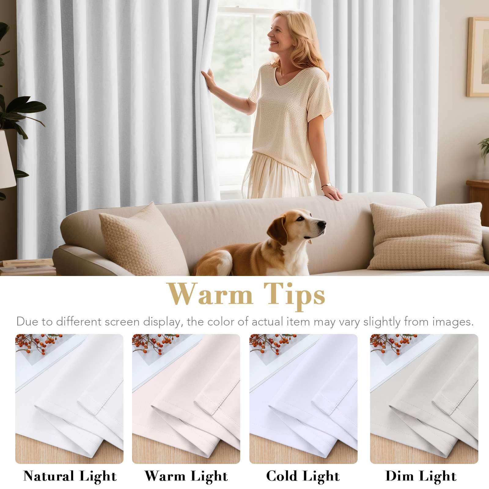 H.VERSAILTEX white curtain grommets and 52x84 panel design.