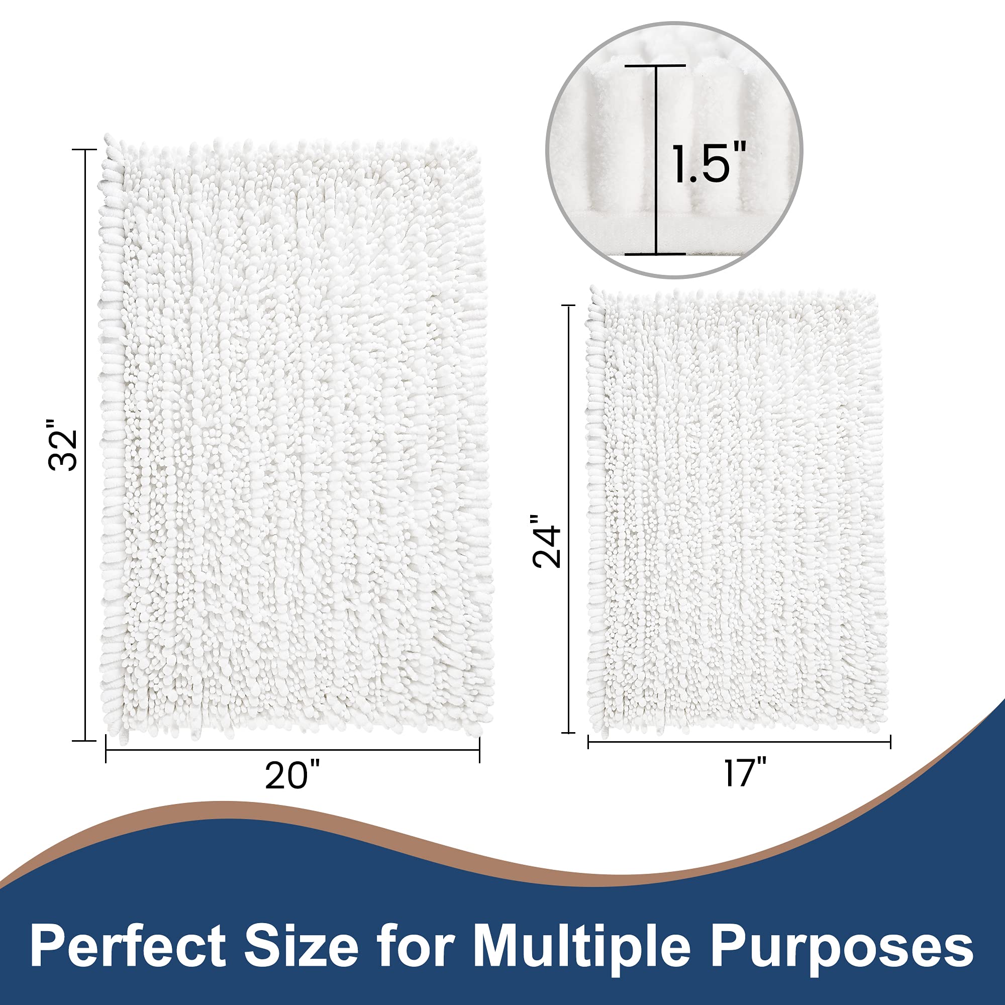 H.VERONNEX white bath rug decor adds bright spa-like style