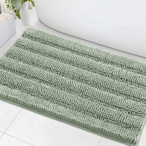 H.VERSAILTEX bath mat with non-slip chenille stripes for a dry, cozy bathroom.