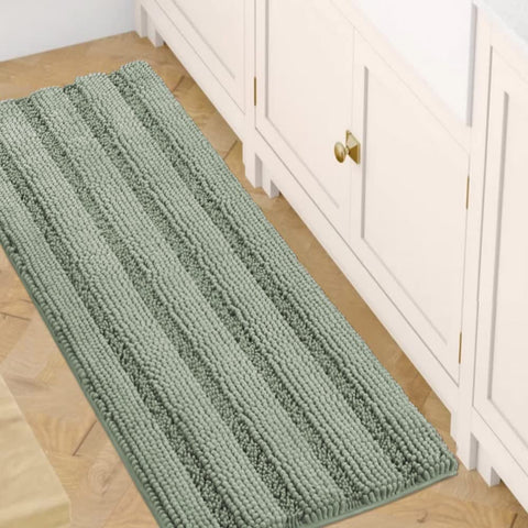 H.VERSAILTEX bath rug with non-slip sage stripes for safety and style