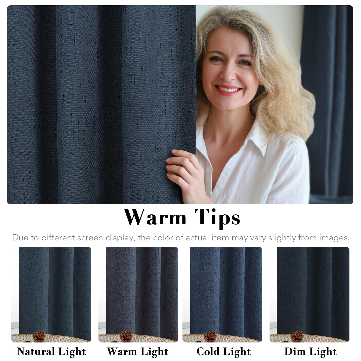 H.VERSAILTEX navy drapes suitable for bedroom and living room.