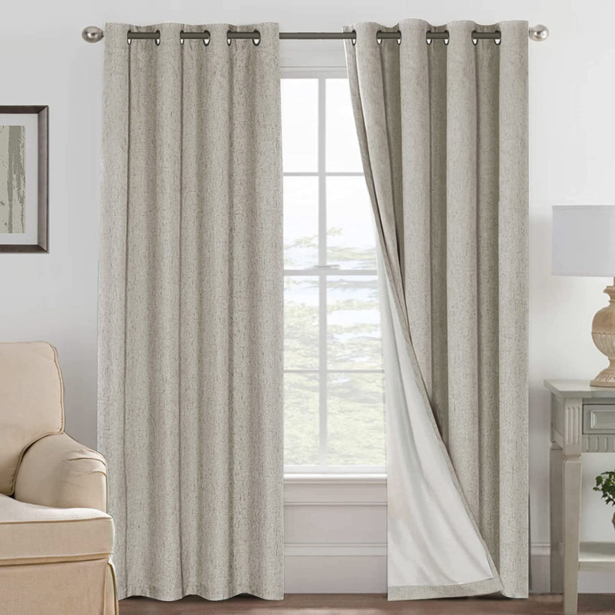 H.VERSAILTEX blackout linen panel blocks light for daytime sleep