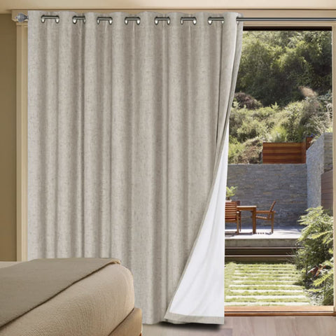 H.VERSAILTEX linen blackout curtain panel, 100W x 84L, for privacy and light control.