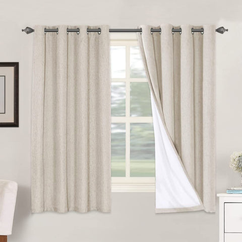H.VERSAILTEX linen blackout curtains 63in two panels for privacy and light control.