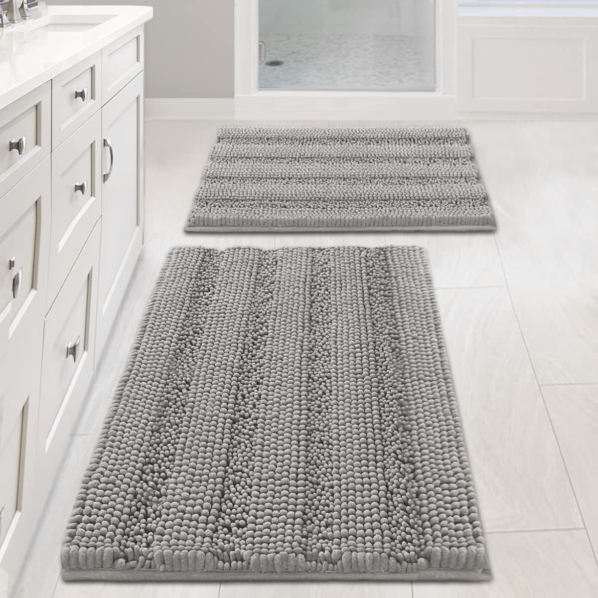 H.VERSAILTEX non-slip bath rug set striped pattern keeps mats in place
