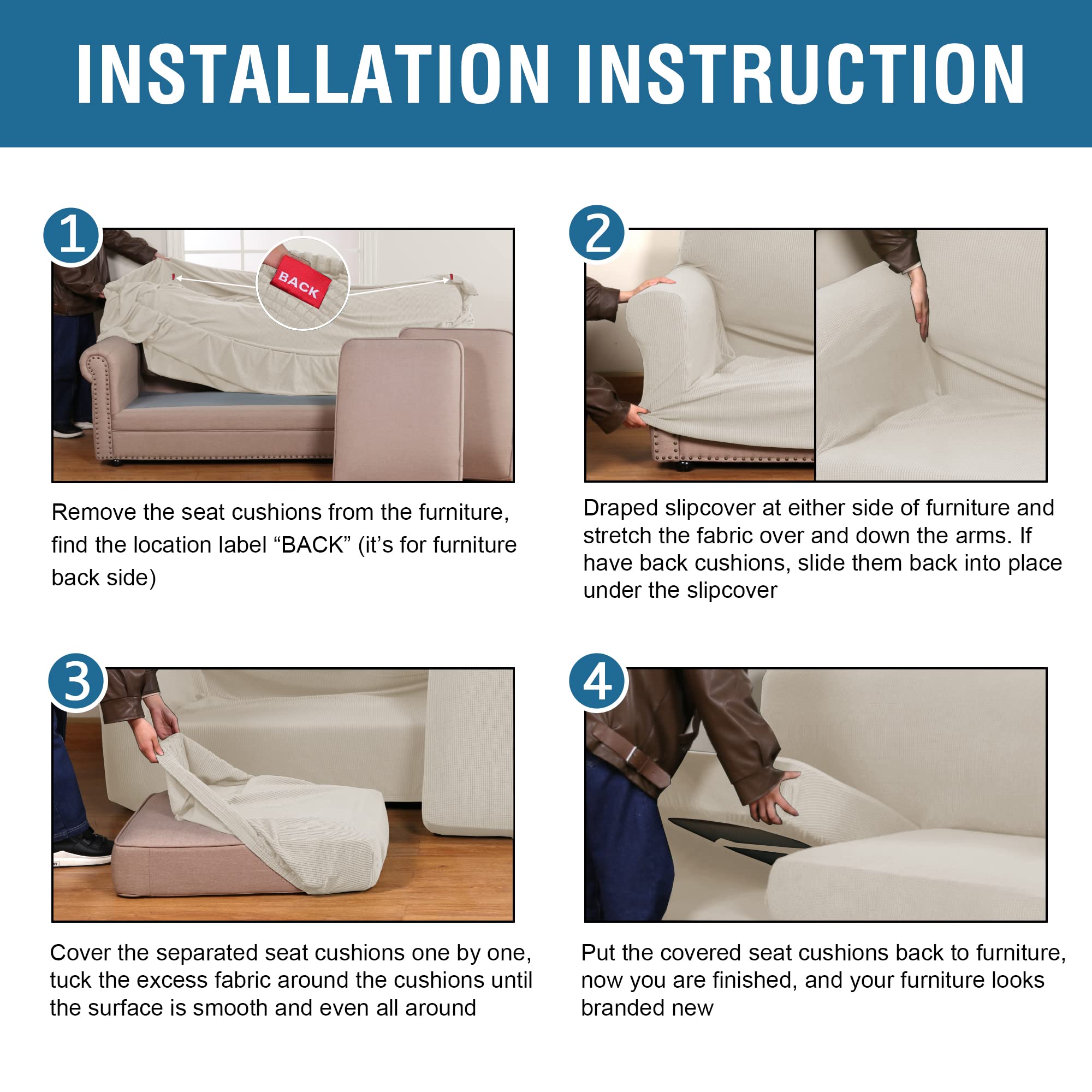 H.VERSAILTEX protective couch cover on living room guards against spills