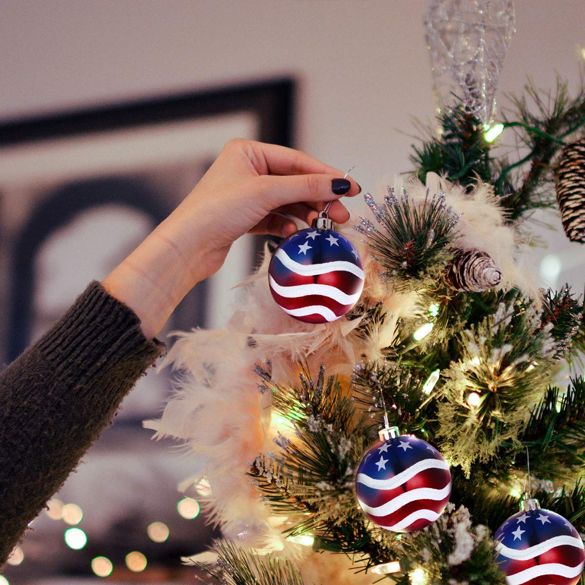 H&W patriotic Christmas balls for stores hotels and bars.