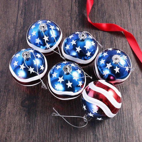 H&W patriotic hanging balls for 4th of July celebrations.