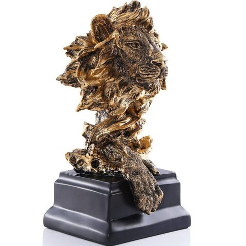 H&W Sandstone Lion side profile highlights intricate craftsmanship suitable for desks.