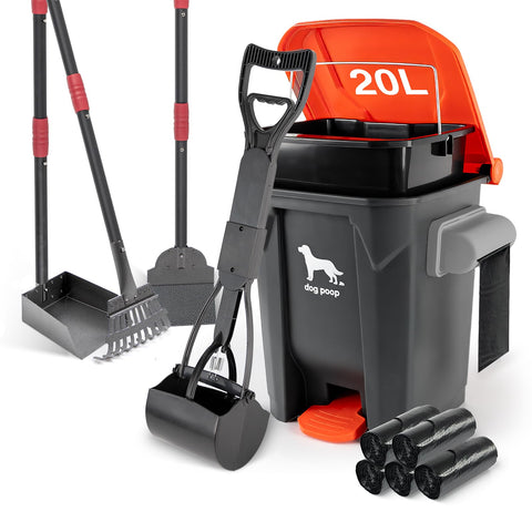 HWPZE dog pooper scooper set with full collection for easy cleanup