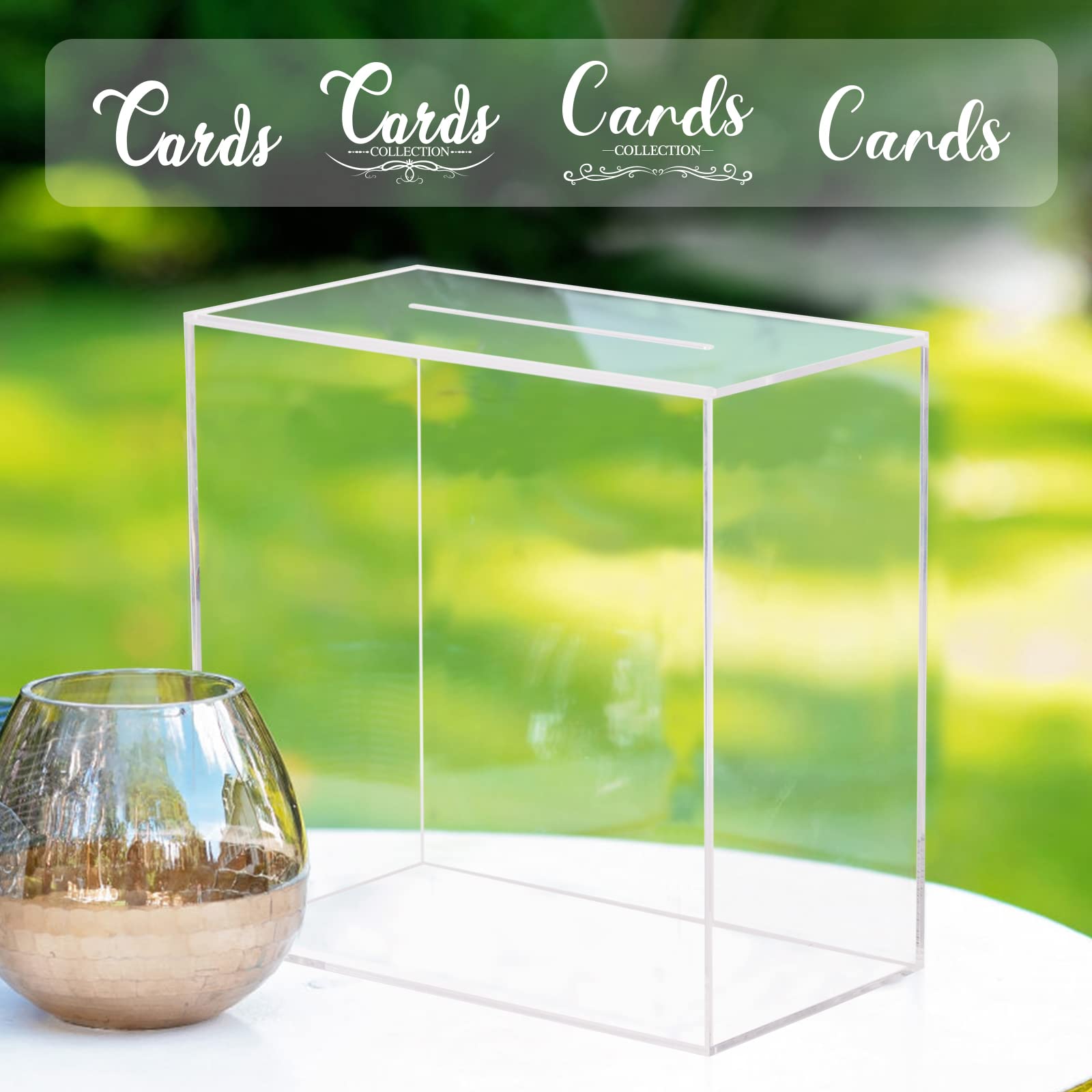Hxezoc clear wedding card box side view highlights seamless edge to edge transparency
