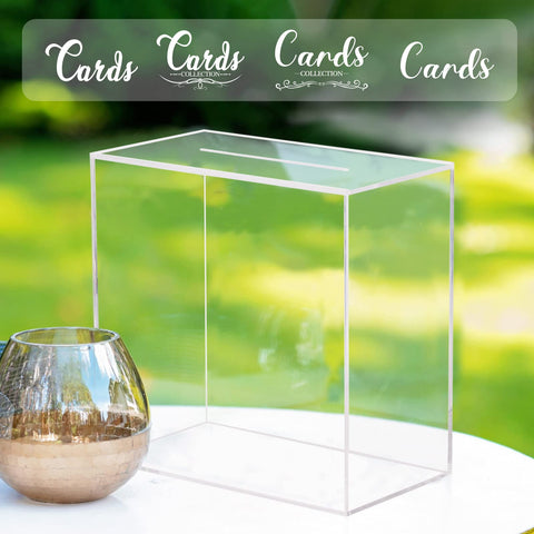 Hxezoc clear wedding card box side view highlights seamless edge to edge transparency