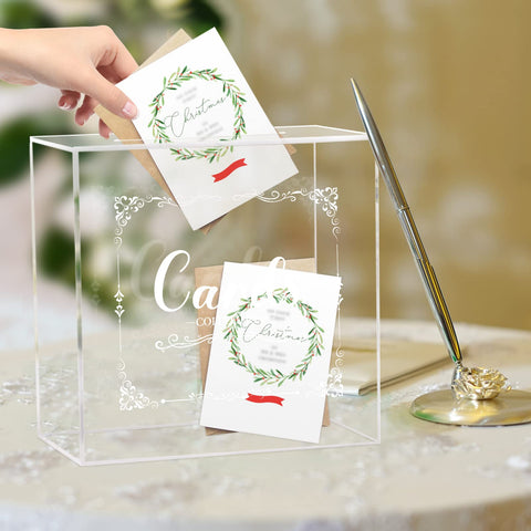 Hxezoc clear lid open view demonstrates easy insertion of cards and envelopes