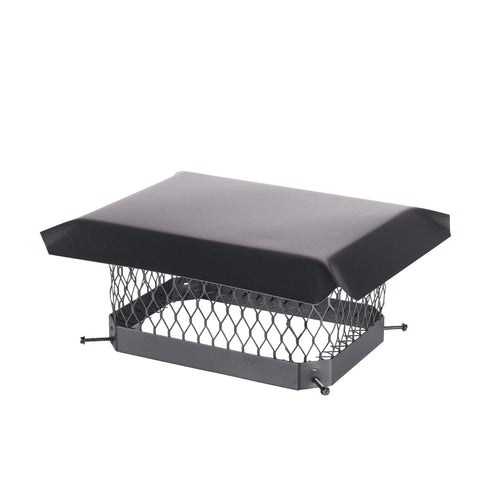 HY-C Shelter 9x13 bolt-on cap side view highlights single flue compatibility and easy installation