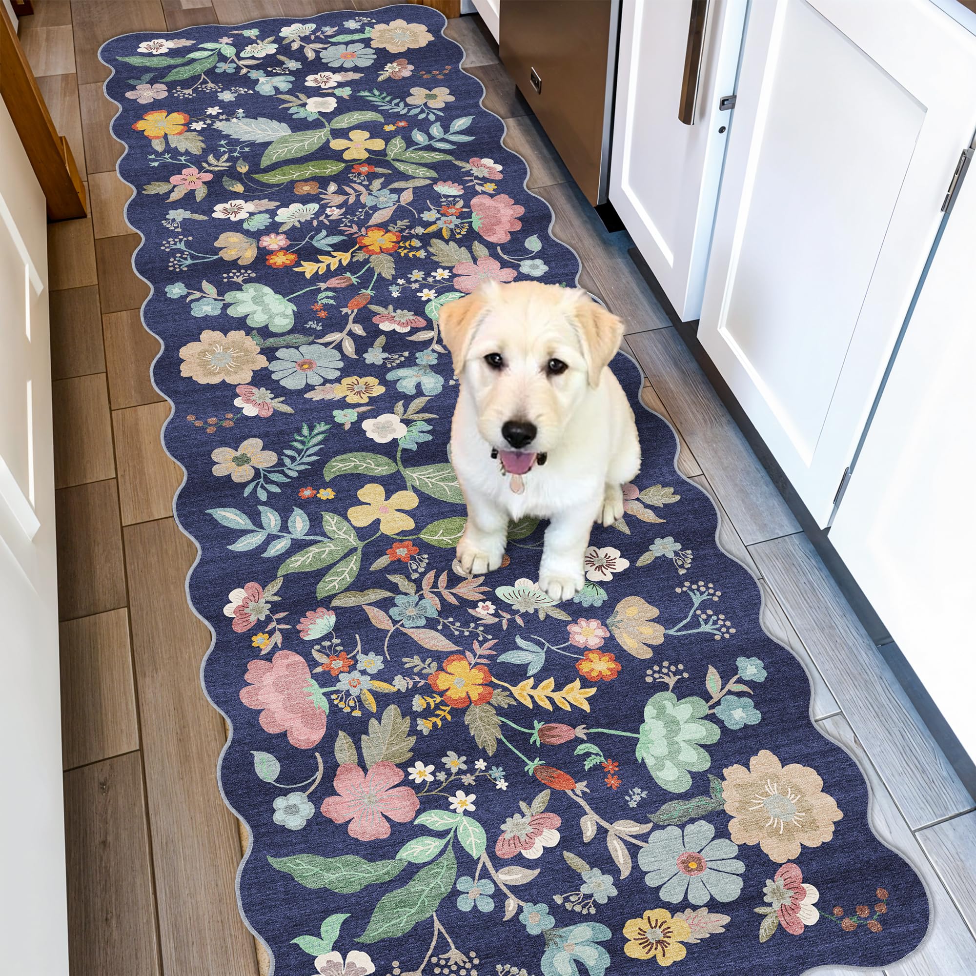 HY HAO YUN LAI hallway floral runner blue purple for hallway color and soft texture.