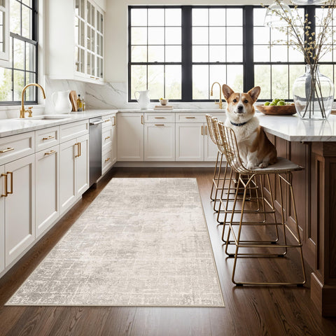 HY HAO YUN LAI 4x6 beige-cream rug anti-slip edge for safe high-traffic spaces.