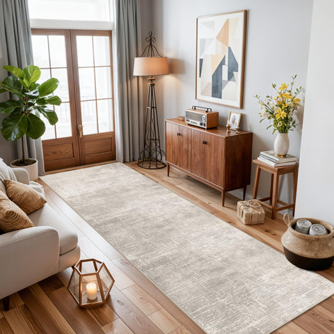 HY HAO YUN LAI Abstract 2x10 rug is washable for easy stain recovery.