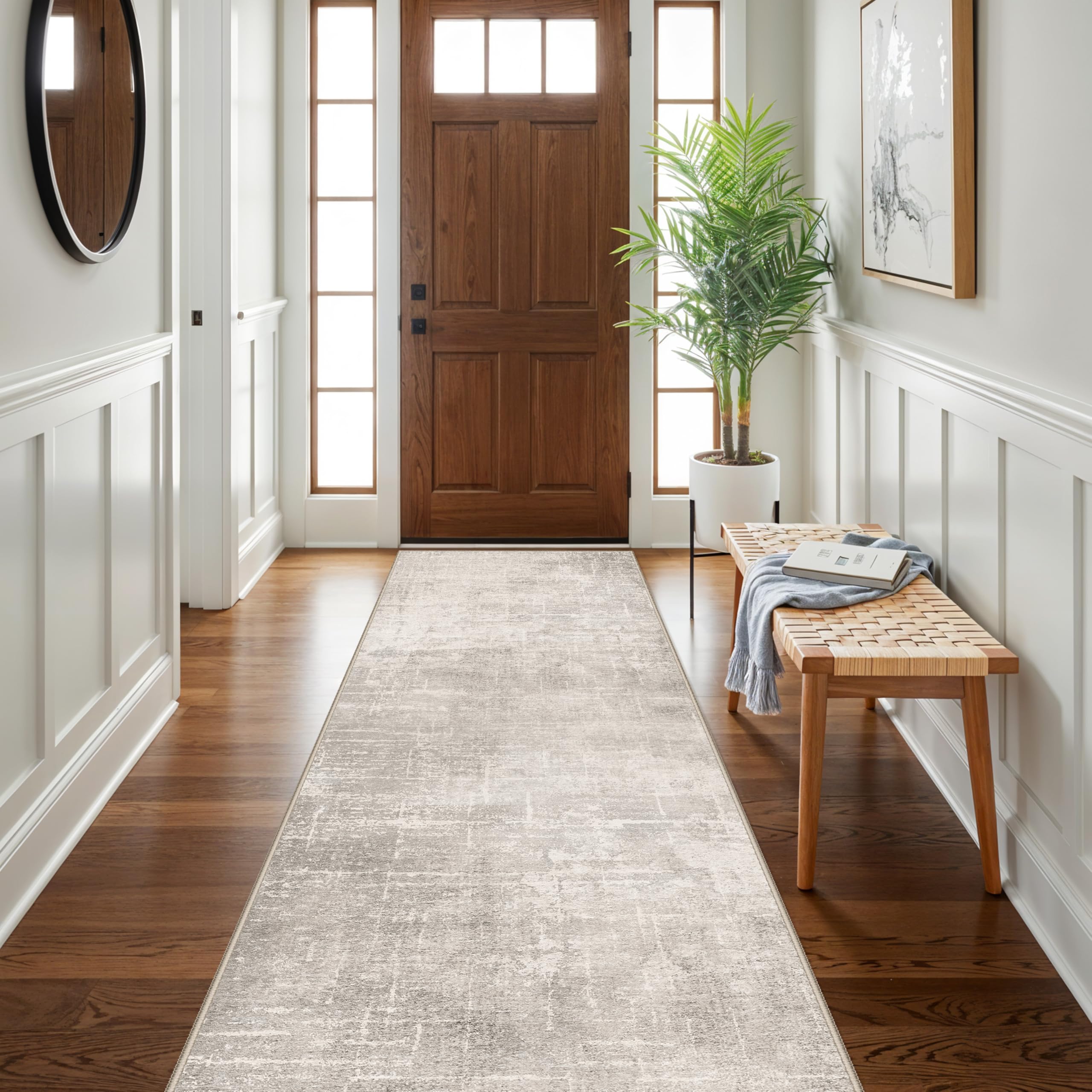 HY HAO YUN LAI Abstract 3x10 rug runner with low-pile design for easy cleaning