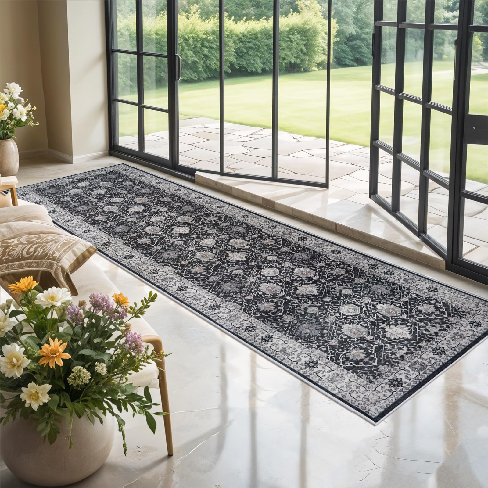 HY HAO YUN LAI durable farmhouse-style rug blends with kitchen living spaces