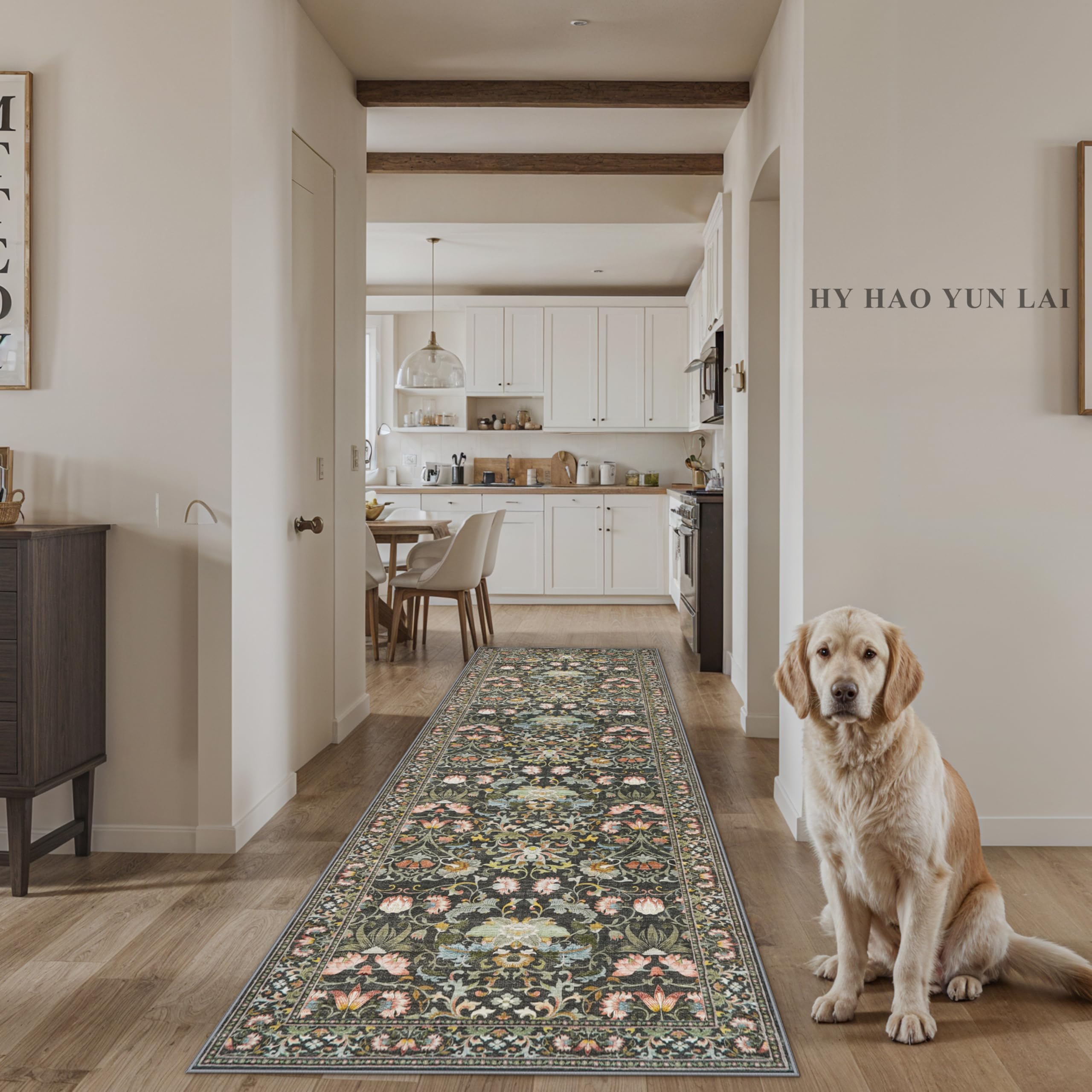 HY Hao Yun Lai entryway-friendly green rug fits under doors smoothly.