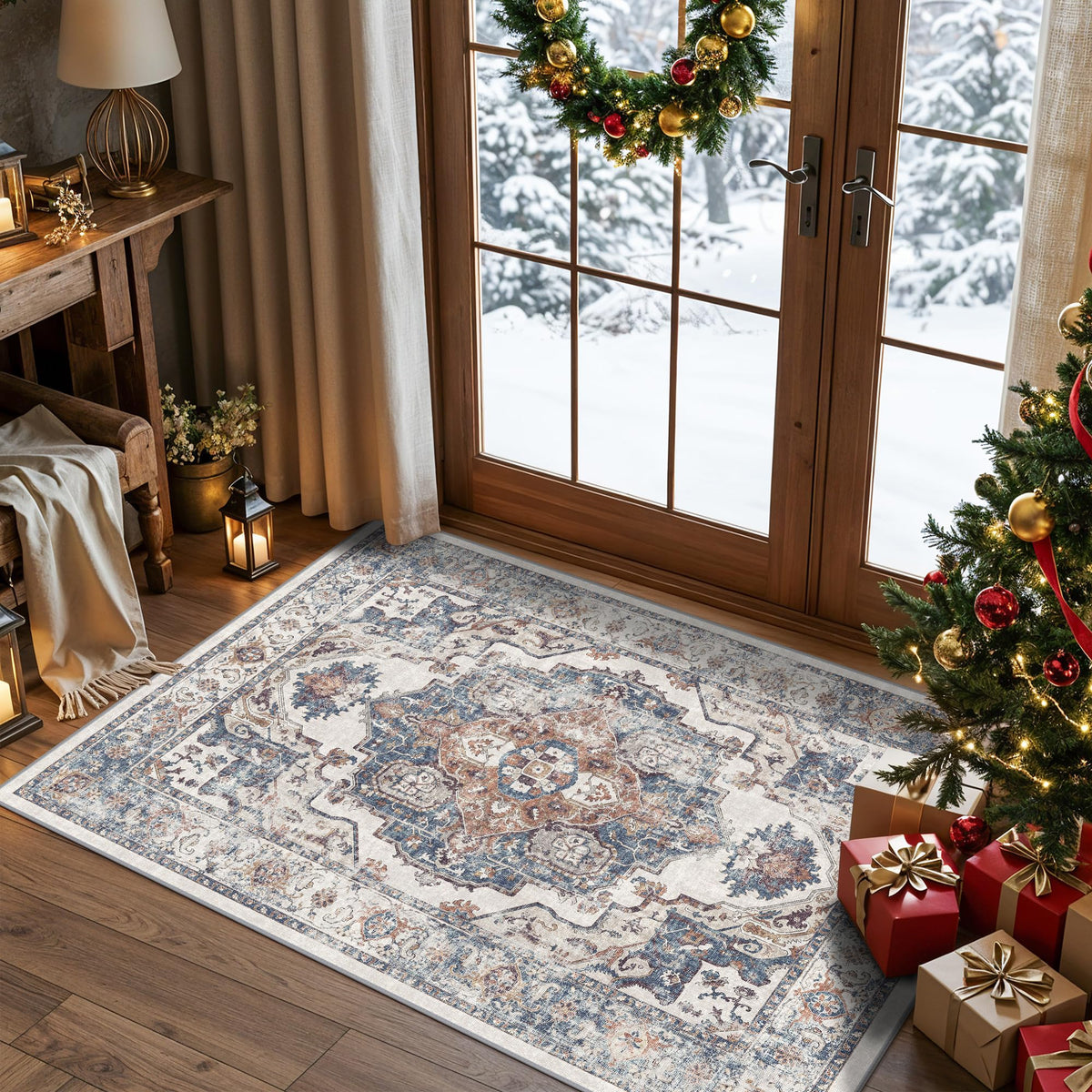 HY HAO YUN LAI entryway rug in brick pattern provides secure non-slip footing.