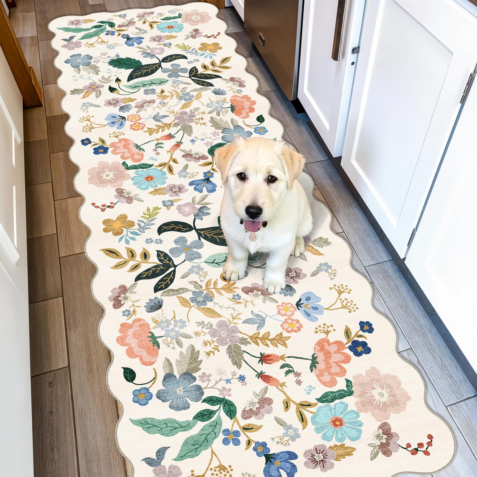 HY HAO YUN LAI 2x6 floral cream rug with soft texture for living rooms