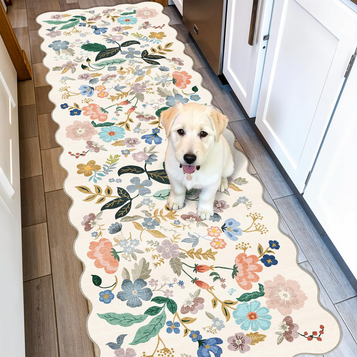 HY HAO YUN LAI 2x6 floral cream rug with soft texture for living rooms