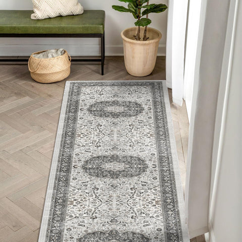 HY HAO YUN LAI hallway rug grey entryway view emphasizes durability for high-traffic spaces.