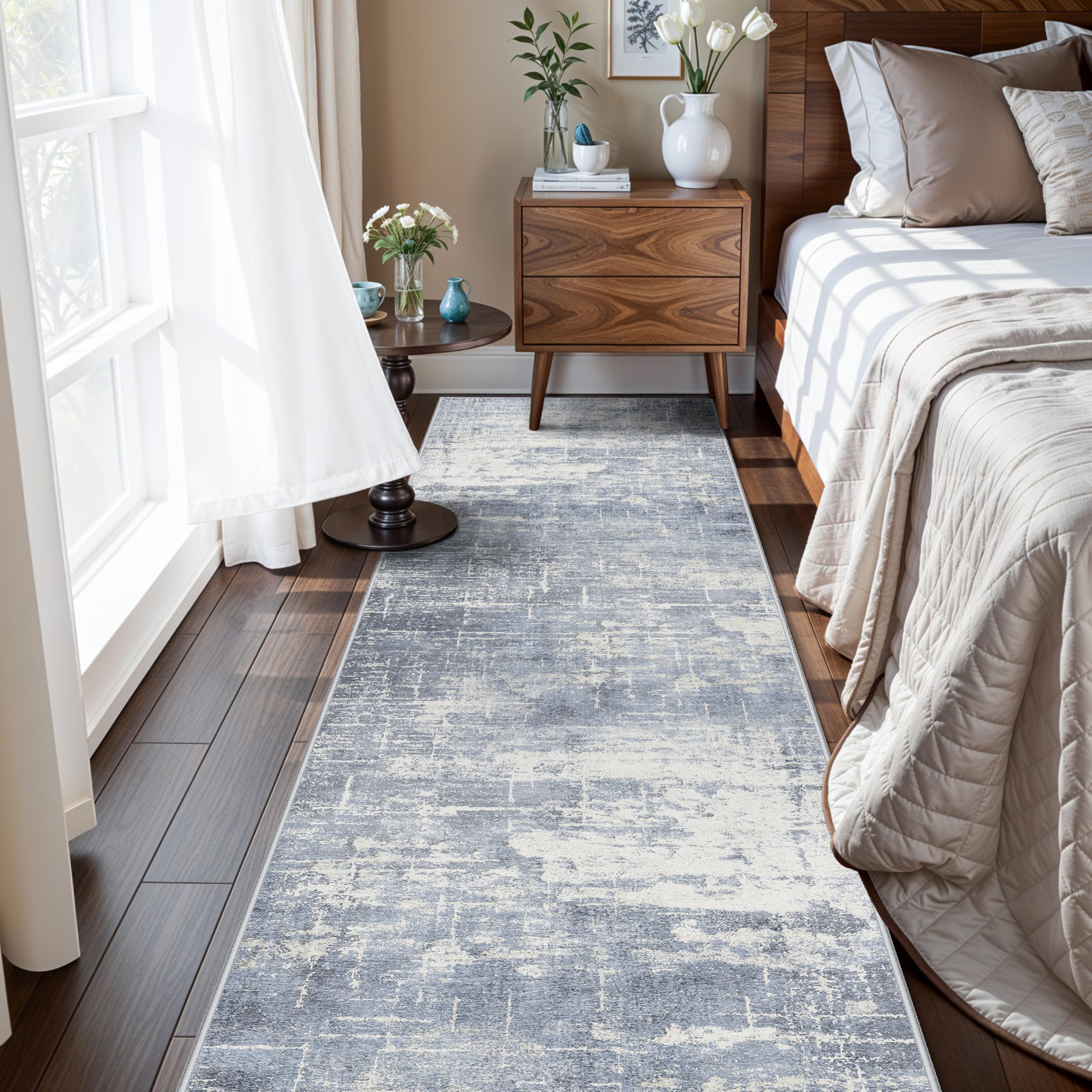 HY HAO YUN LAI hallway rug shows abstract design, easy to clean and blend with decor.