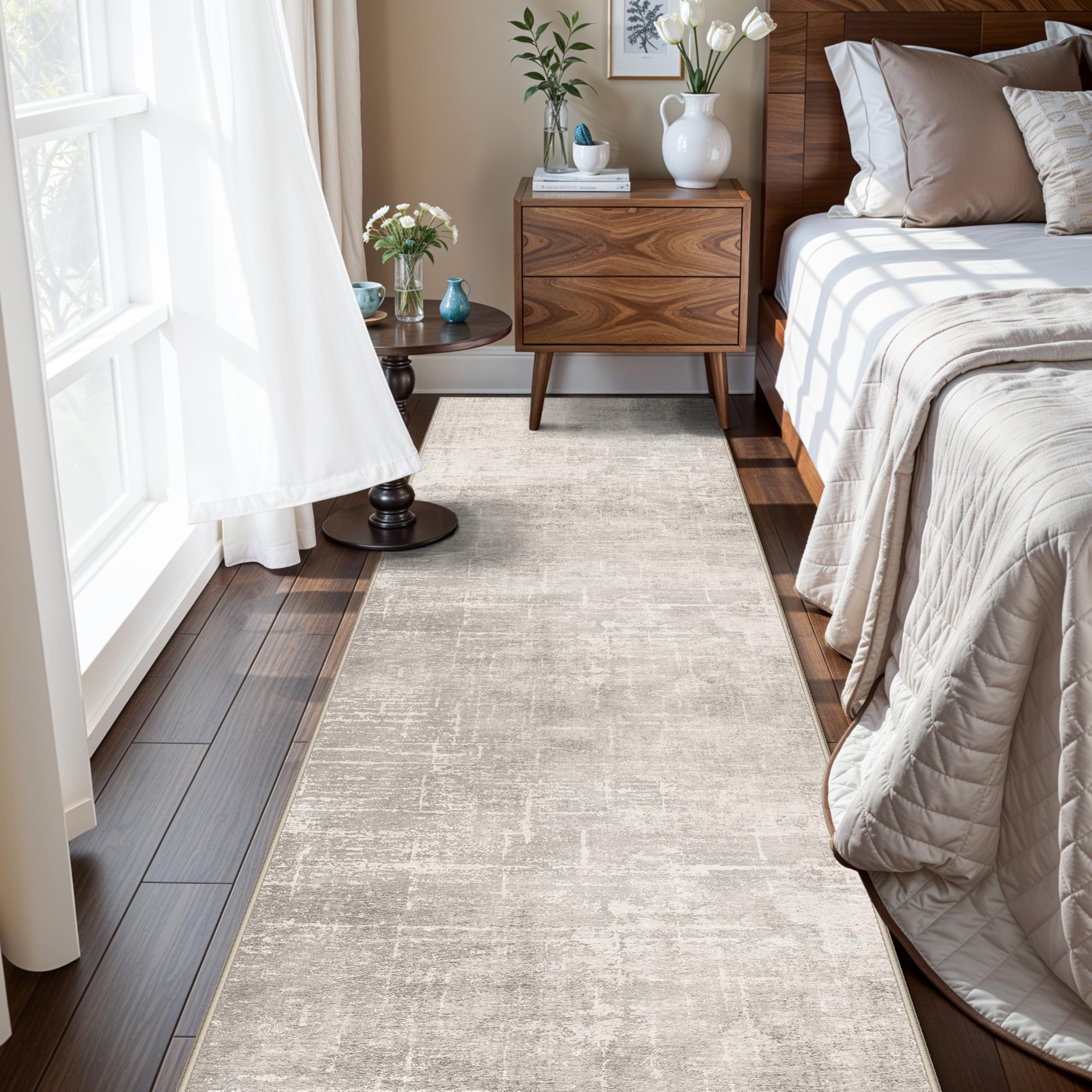 HY HAO YUN LAI hallway 2x8 rug beige cream abstract pattern for cozy entryway.