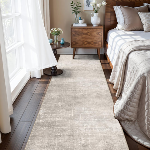HY HAO YUN LAI hallway 2x8 rug beige cream abstract pattern for cozy entryway.