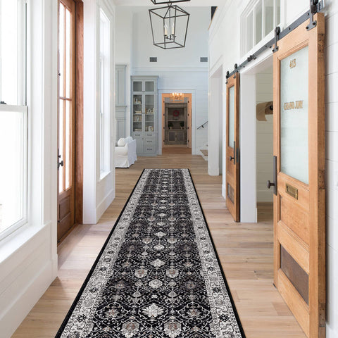 HY HAO YUN LAI hallway runner rug in black, durable and non-slip for busy entries.