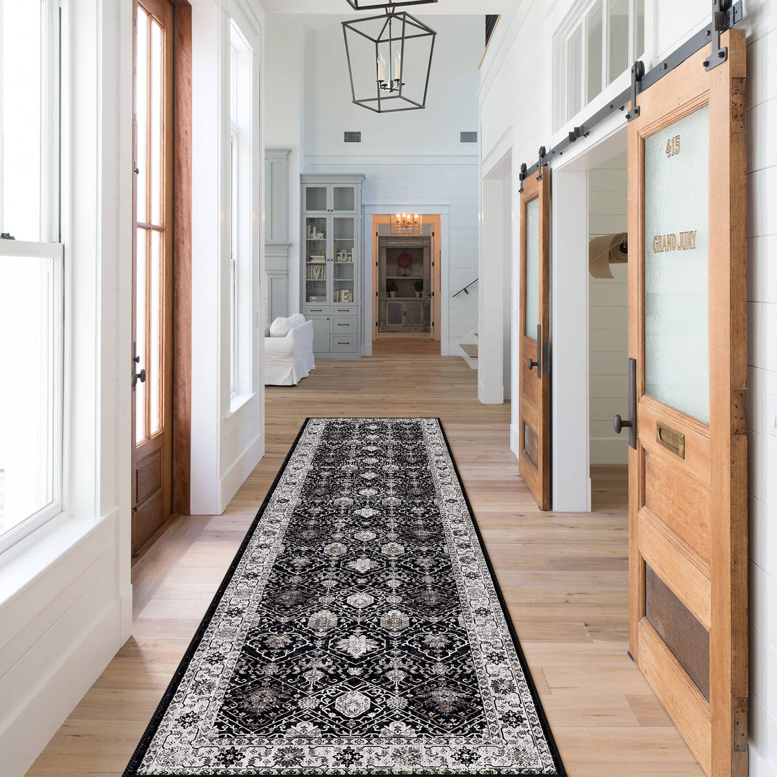 HY HAO YUN LAI hallway runner 2x7 black durable fibers resist wear.
