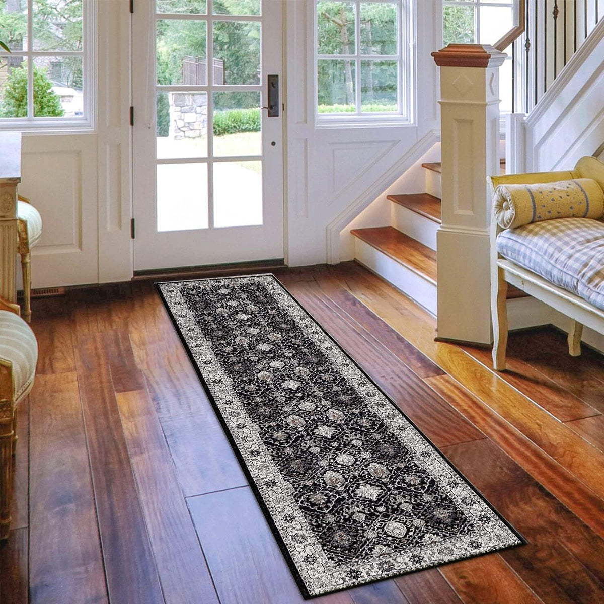 HY HAO YUN LAI hallway runner 2x8 black ideal for stylish entryways and easy cleaning