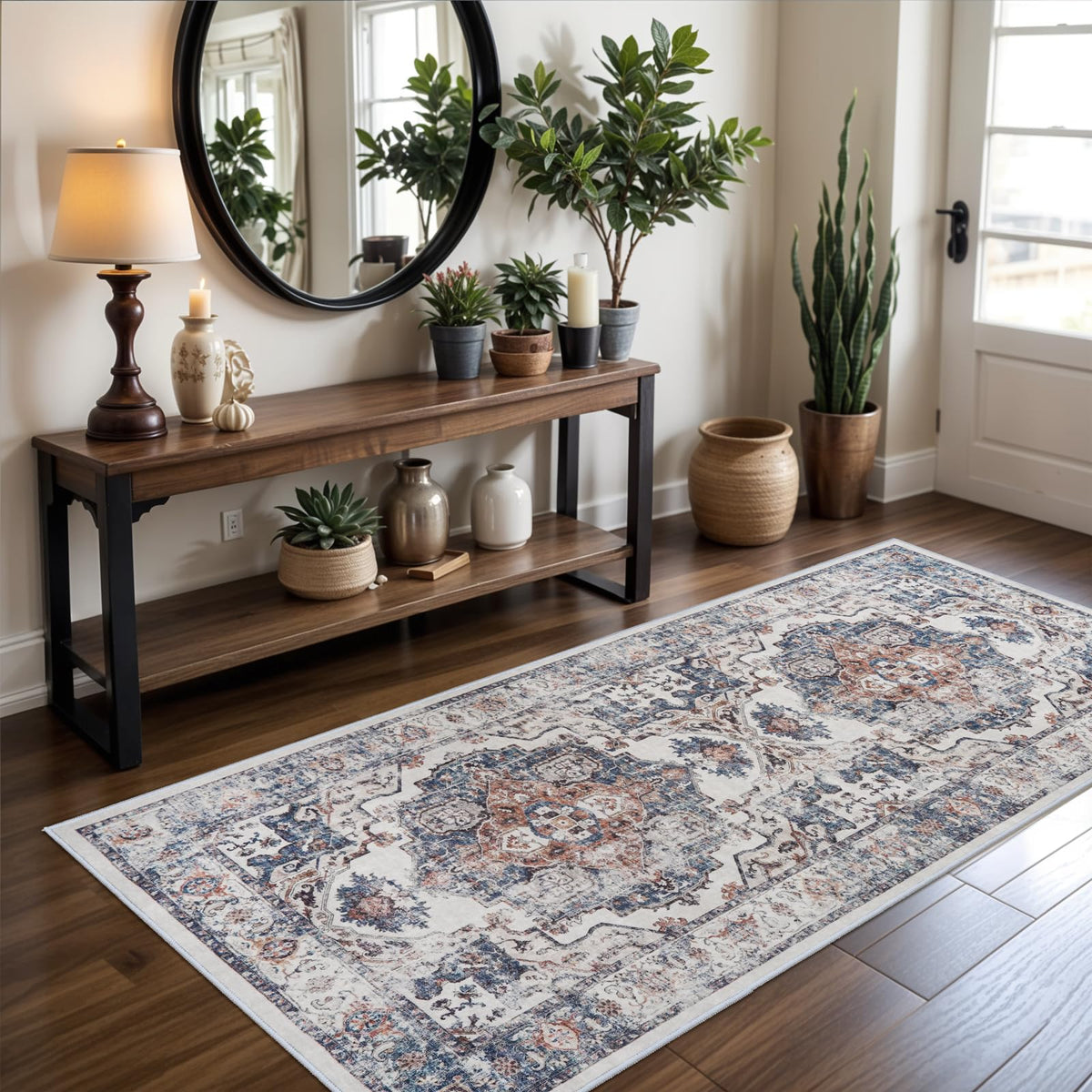 HY HAO YUN LAI hallway runner brick front view reveals vibrant color and pattern