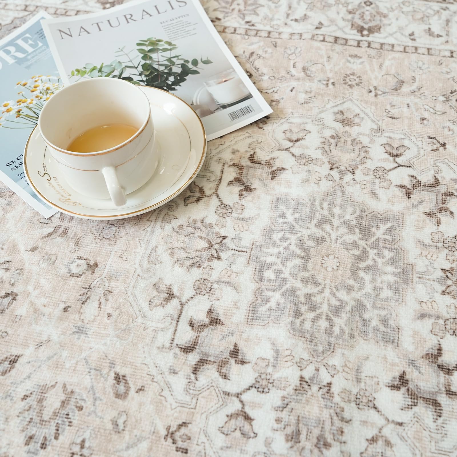 HY HAO YUN LAI beige hallway runner shows beige color and durable low-pile design.