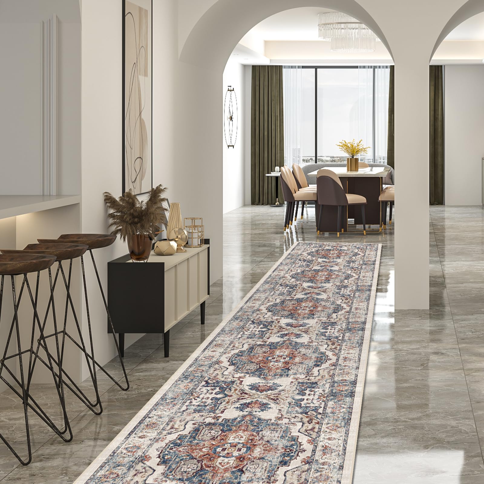 HY HAO YUN LAI hallway runner brick color in entryway, non-slip comfort.