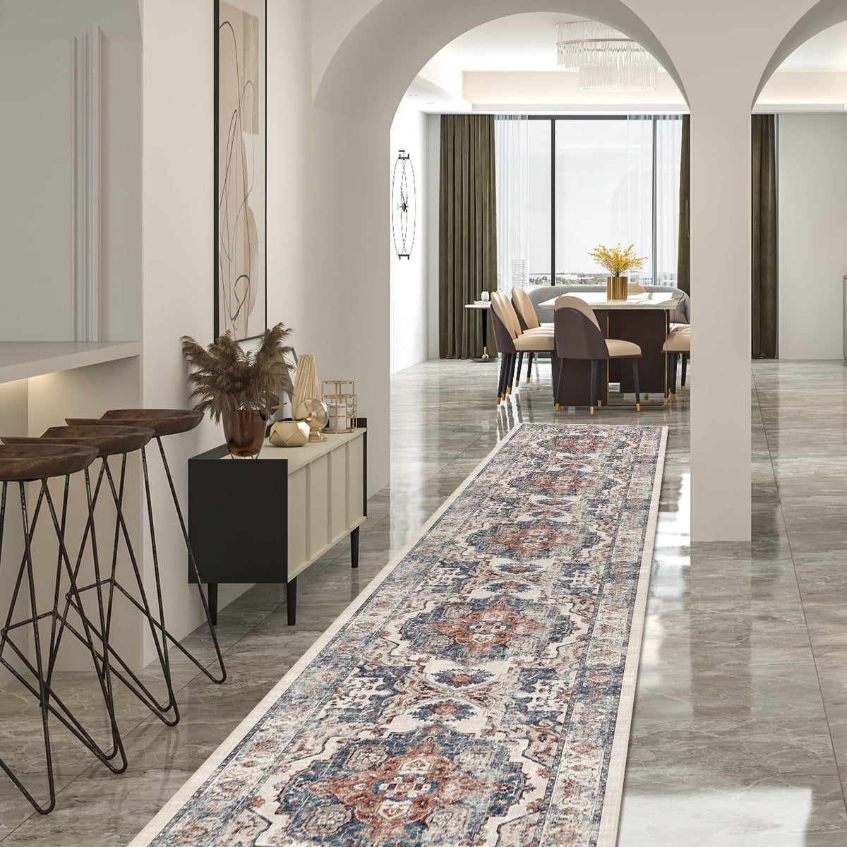 HY HAO YUN LAI hallway runner brick color in entryway, non-slip comfort.