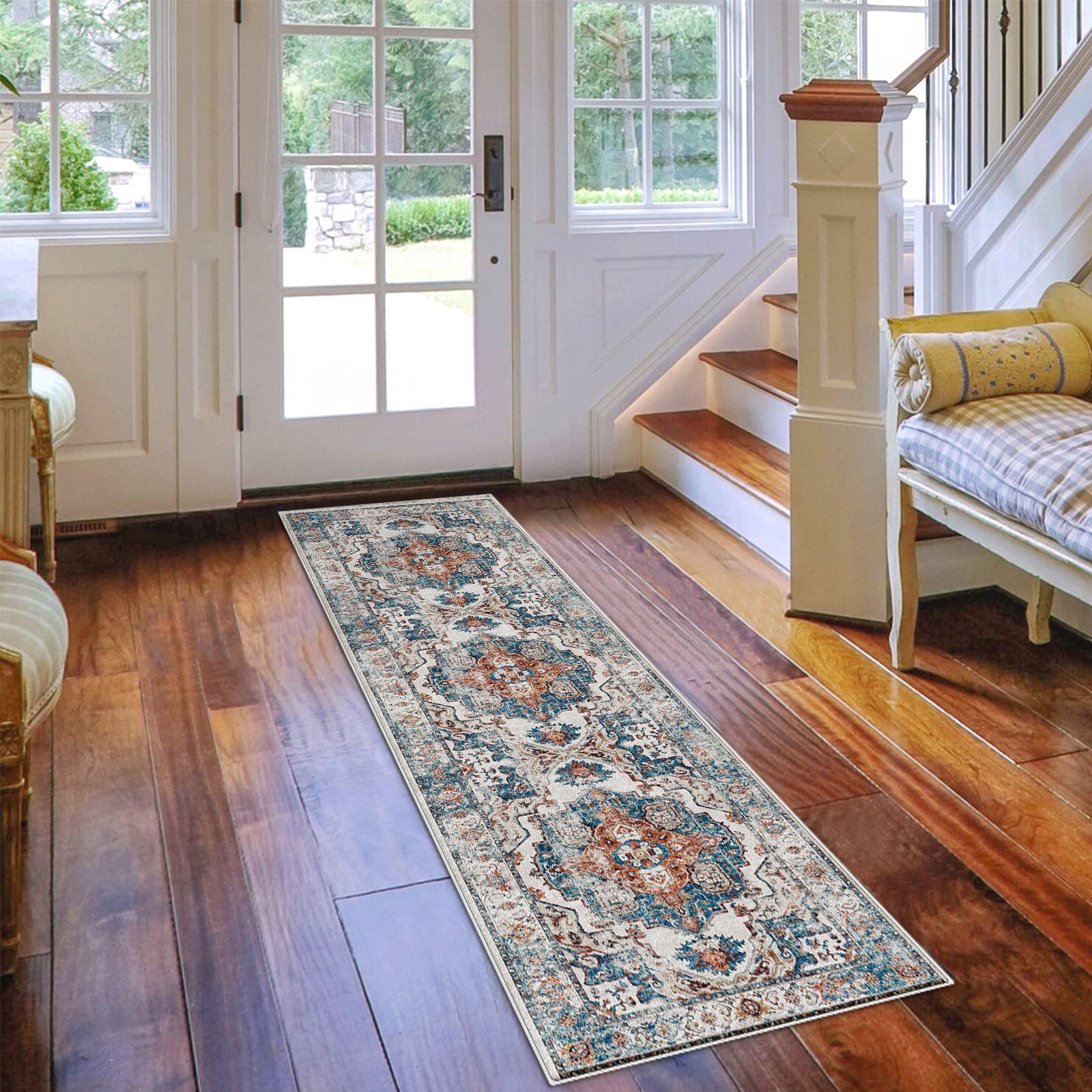 HY HAO YUN LAI hallway runner brick low-pile design fits under doors.