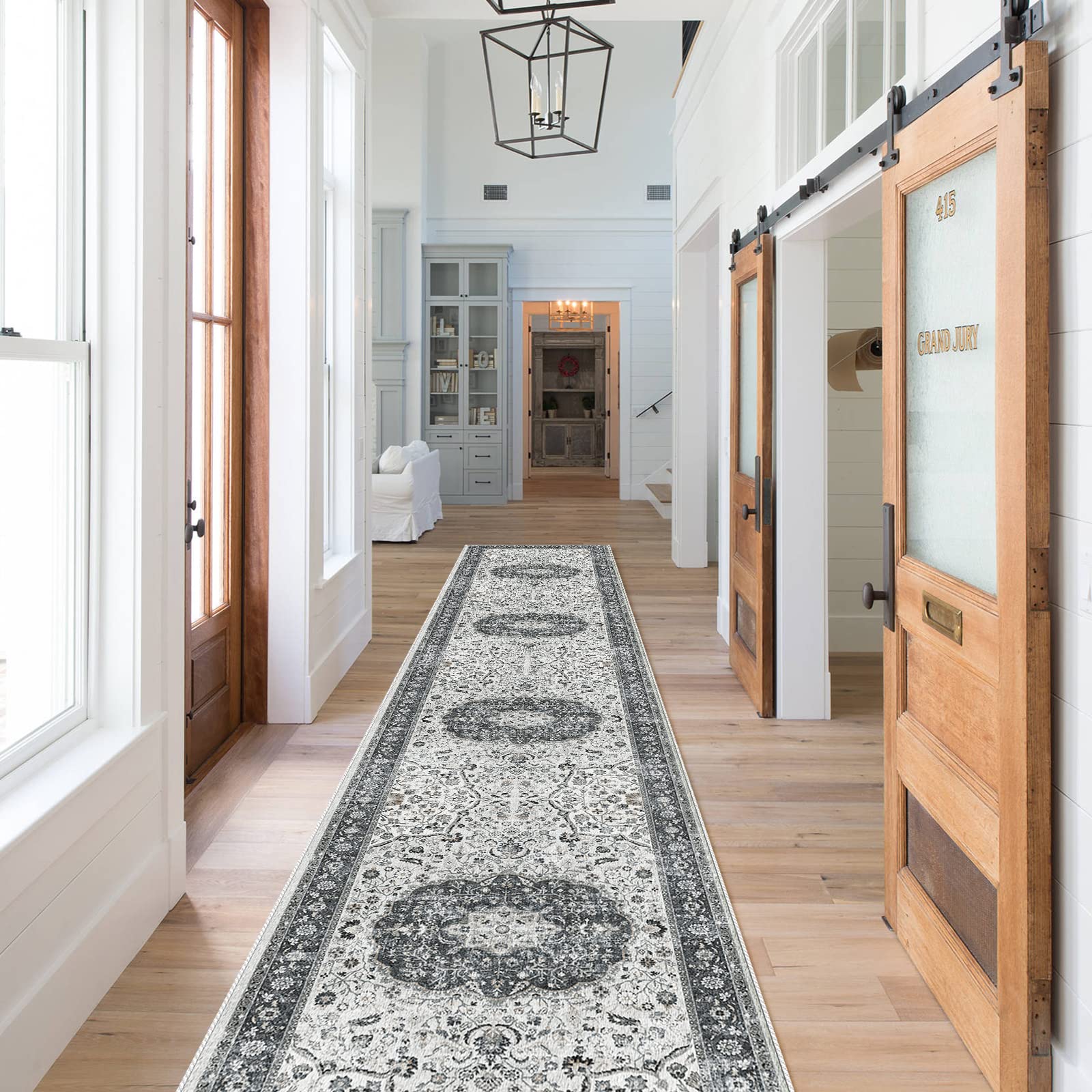 HY HAO YUN LAI hallway runner gray ideal for busy entryways