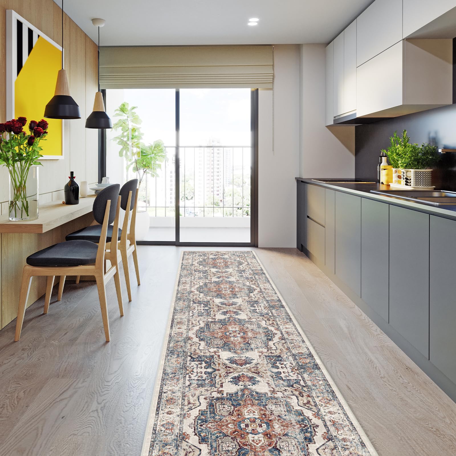 HY Hao Yun Lai rug features non-slip backing to prevent movement on smooth floors
