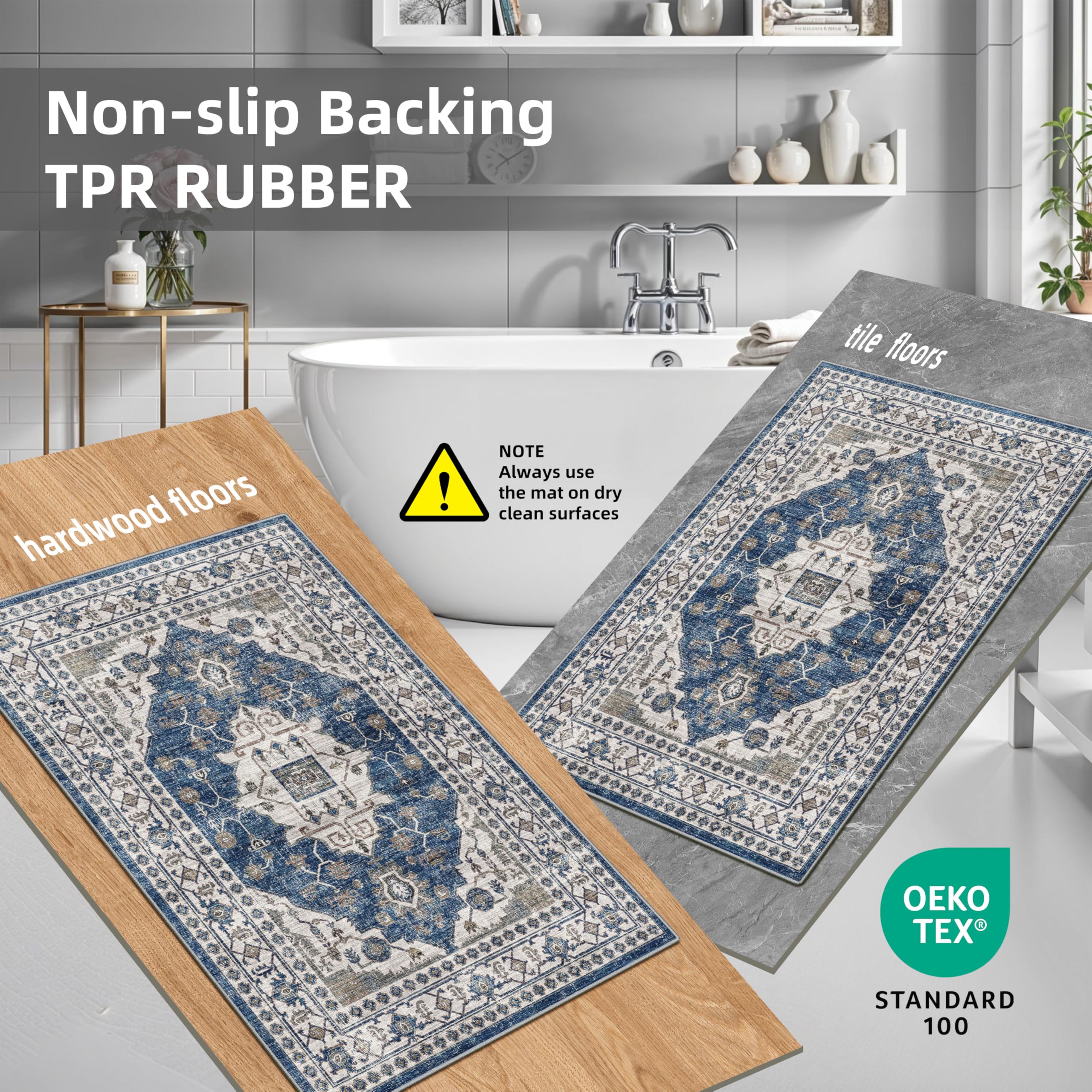 HY HAO YUN LAI two-piece set blue kitchen mats fit under appliances