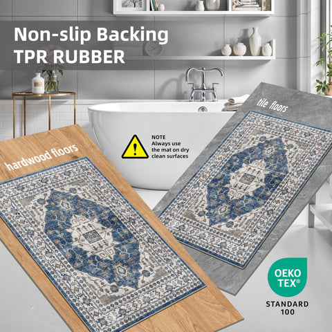 HY HAO YUN LAI two-piece set blue kitchen mats fit under appliances