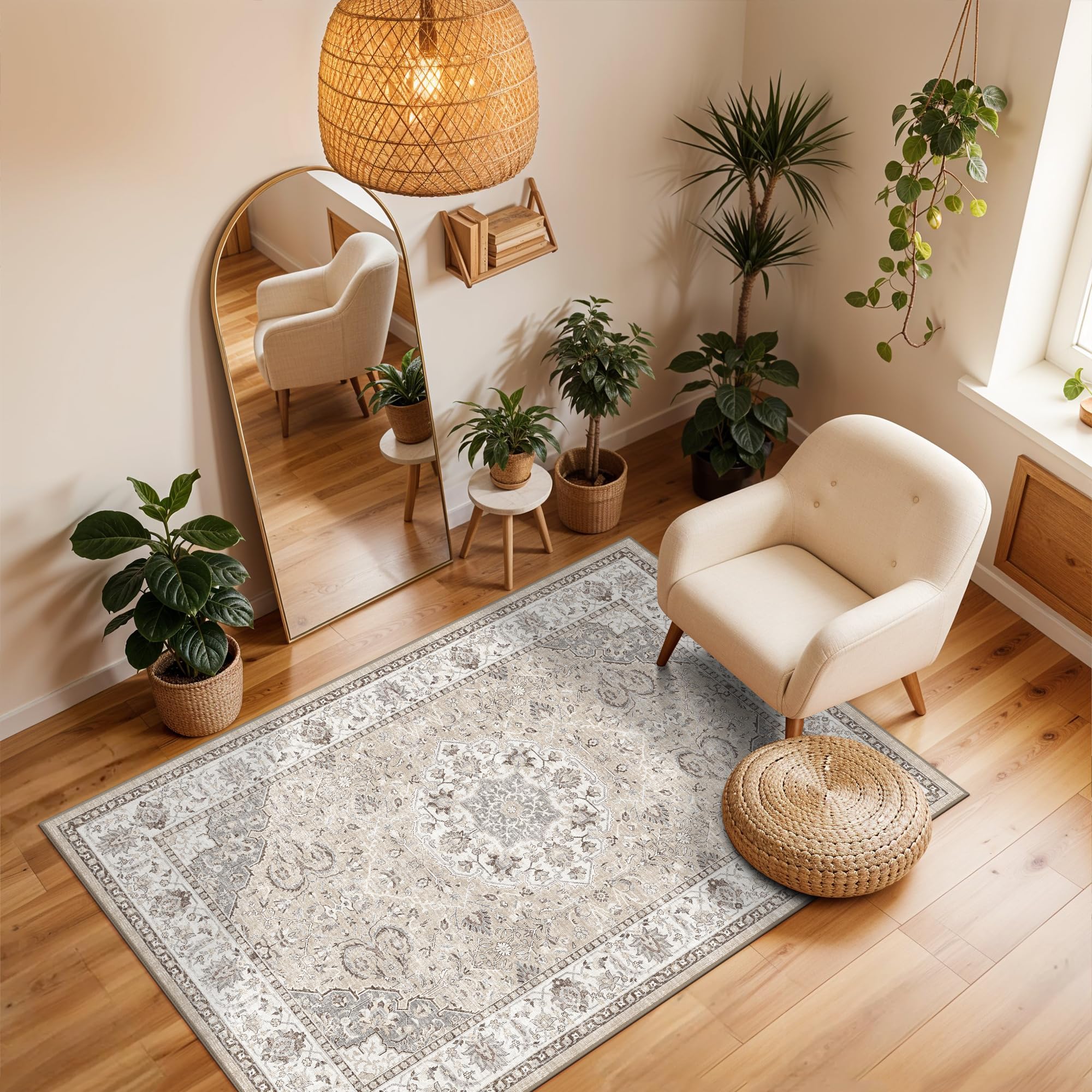 HY HAO YUN LAI kitchen area rug beige, non-slip and safe for daily use.