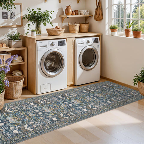 HY HAO YUN LAI low-pile edge-design rug fits under doors without snagging.