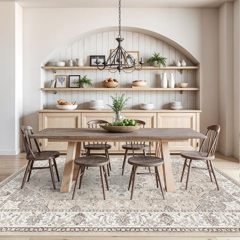 HY HAO YUN LAI medallion pattern rug adds farmhouse charm and easy maintenance