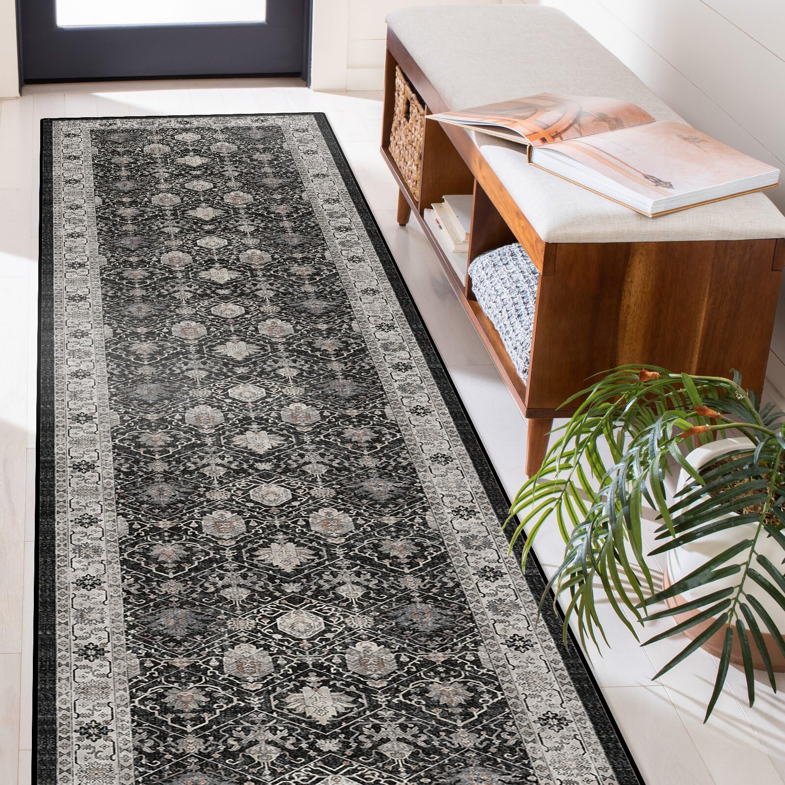 HY HAO YUN LAI non-slip entryway rug in black helps keep floors secure